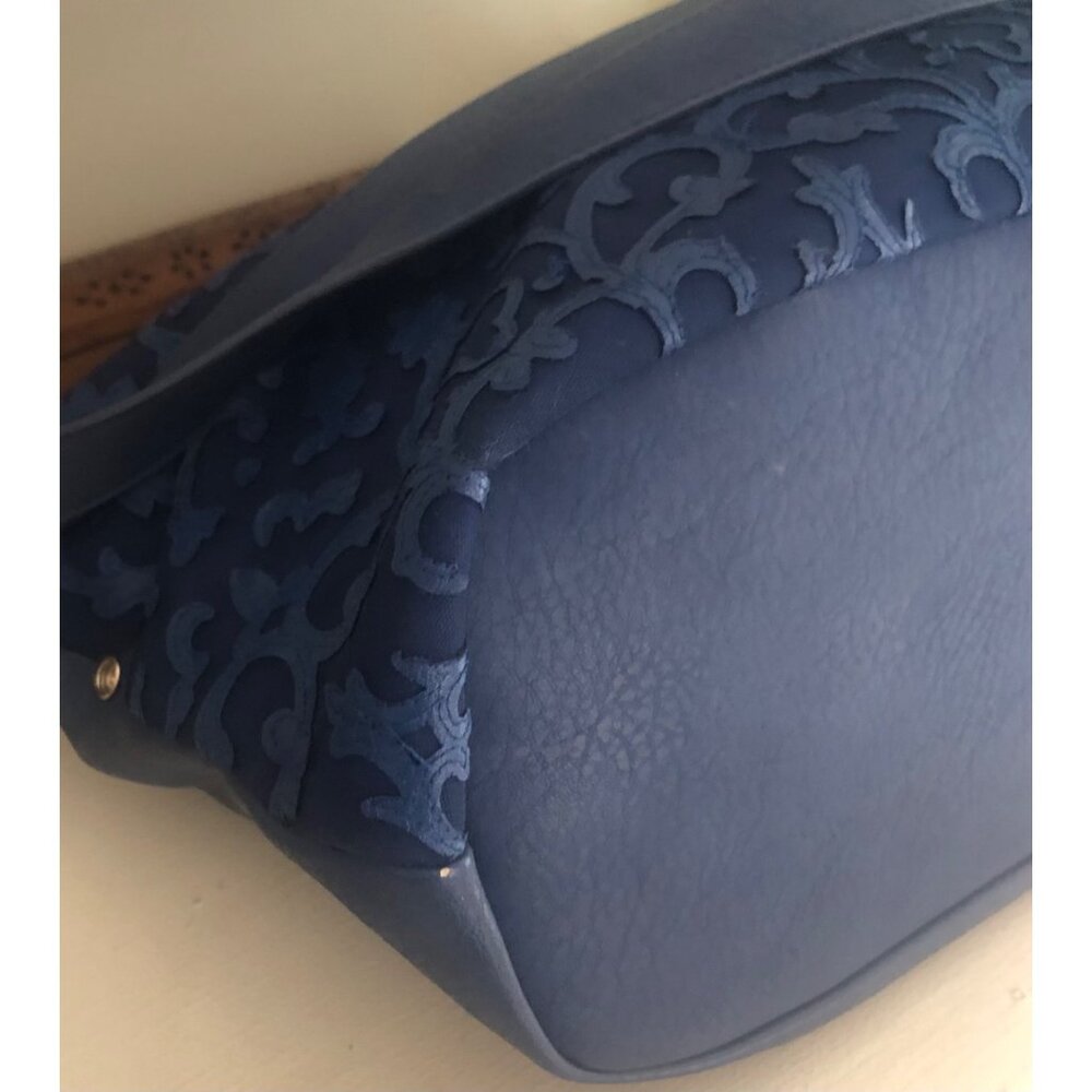 Blue Vachetta Scroll Leather & Lace Satchel Tote Bag - Picture 10 of 14